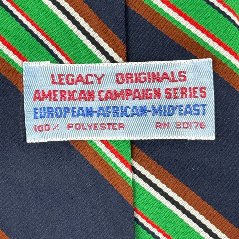 Vintage Legacy Originals Striped Necktie Navy Green Preppy Ivy League Menswear
